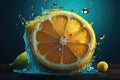 Juicy Lemon Splash Design for Fresh Lemonade Labels. Royalty Free Stock Photo