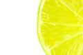 Juicy lime slice. fresh fruits on white background