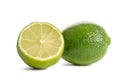 Juicy limes over white background Royalty Free Stock Photo