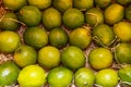 Juicy limes on a store counter. Close-up. Top view. Strengthening immunity during the coronavirus pandemic