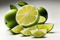 juicy limes on a white background