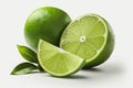 juicy limes on a white background