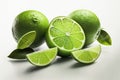 juicy limes on a white background