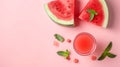 Juicy Melon Delight: A Vibrant Summer Composition on a Light Pink Canvas Royalty Free Stock Photo