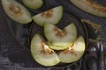 Juicy melon on old background rustic delicious vintage freshness