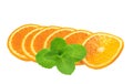 Juicy orange slices and mint herb isolated on white Royalty Free Stock Photo