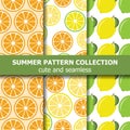 Juicy pattern collection with lemons and oranges. Summer banner