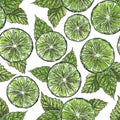 Juicy pattern with watercolor limes and mint