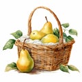 Juicy Pear In Watercolor Illustration - Picnic Basket Clipart