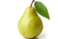 Juicy Pears with Fresh Leaves on White Background, Wet Fruits for Healthy Eating and Nutrition. created with Generative AI