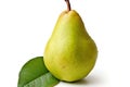 Juicy Pears with Fresh Leaves on White Background, Wet Fruits for Healthy Eating and Nutrition. created with Generative AI
