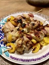 Grilled chicken kabobs on a plate Royalty Free Stock Photo