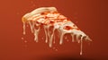 Juicy piece of delicious Italian pizza, melted cheese dripping down, pizza with vegetables Royalty Free Stock Photo