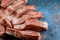 Juicy piece fresh meat pork cutting board Royalty Free Stock Photo