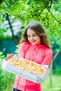 Juicy pizza. unhealthy and healthy food. happy childhood. child feel hunger. hungry kid going to eat italian pizza. fast Royalty Free Stock Photo