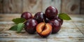 Juicy Plums Displayed Royalty Free Stock Photo