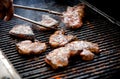 Juicy pork chops on a grill