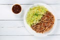 Juicy pulled meat with fresh coleslaw Royalty Free Stock Photo