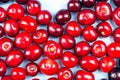 Juicy red cherries. Blue background Royalty Free Stock Photo
