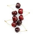 Juicy red cherry cut out on a white background, close-up Royalty Free Stock Photo