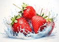 Juicy Red Delight: Vector Set of Splashing Strawberries in a Bow Royalty Free Stock Photo