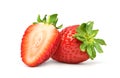 Juicy Red Strawberry with half sliced Royalty Free Stock Photo