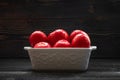 Juicy Red Tomatoes still life on dark background Royalty Free Stock Photo