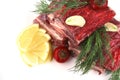 Juicy ribs with lemon on whitedish Royalty Free Stock Photo