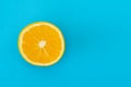 Juicy ripe lemon citrus on blue background