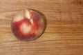 Juicy ripe peach on a wooden table. Copy space Royalty Free Stock Photo