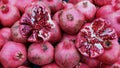 Juicy and ripe pomegranate. Ruby natural pomegranate fruit.
