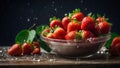 Juicy ripe strawberry on a dark background Royalty Free Stock Photo
