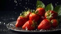 Juicy ripe strawberry on a dark background gourmet tasty delicious Royalty Free Stock Photo