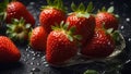 Juicy ripe strawberry on a dark background gourmet tasty delicious banner Royalty Free Stock Photo