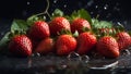 Juicy ripe strawberry on a dark background gourmet tasty Royalty Free Stock Photo