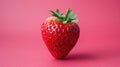 Juicy ripe strawberry isolated on pink background Royalty Free Stock Photo