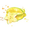 Juicy ripe yellow caram watercolor ilustration Royalty Free Stock Photo