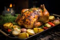 Juicy Roast chicken grilled. Generate Ai Royalty Free Stock Photo