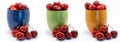 Juicy ruby red cherries in colored cups