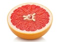 Juicy ruby red grapefruit half fresh citrus fruit food isolated bright isolated on white background Royalty Free Stock Photo