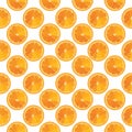 Juicy seamless pattern consisting of bright orange oranges. Summer vector illustration.