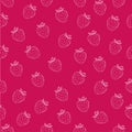 Juicy seamless pattern with white strawberries on fuchsia background.