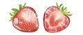 Juicy shiny red strawberries on a white background. Freehand drawing. Royalty Free Stock Photo