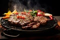 Juicy Sizzling steak grill with herbs. Generate ai