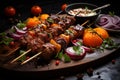 Juicy skewered seekh kababs a mouthwatering blend of spices and grilled goodness