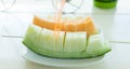 Juicy slice cantaloupe melon Royalty Free Stock Photo