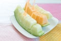 Juicy slice cantaloupe melon Royalty Free Stock Photo