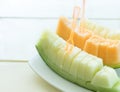 Juicy slice cantaloupe melon Royalty Free Stock Photo