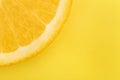 Juicy slice of lemon on a yellow background