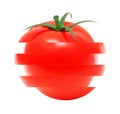 Juicy sliced tomato on isolated background